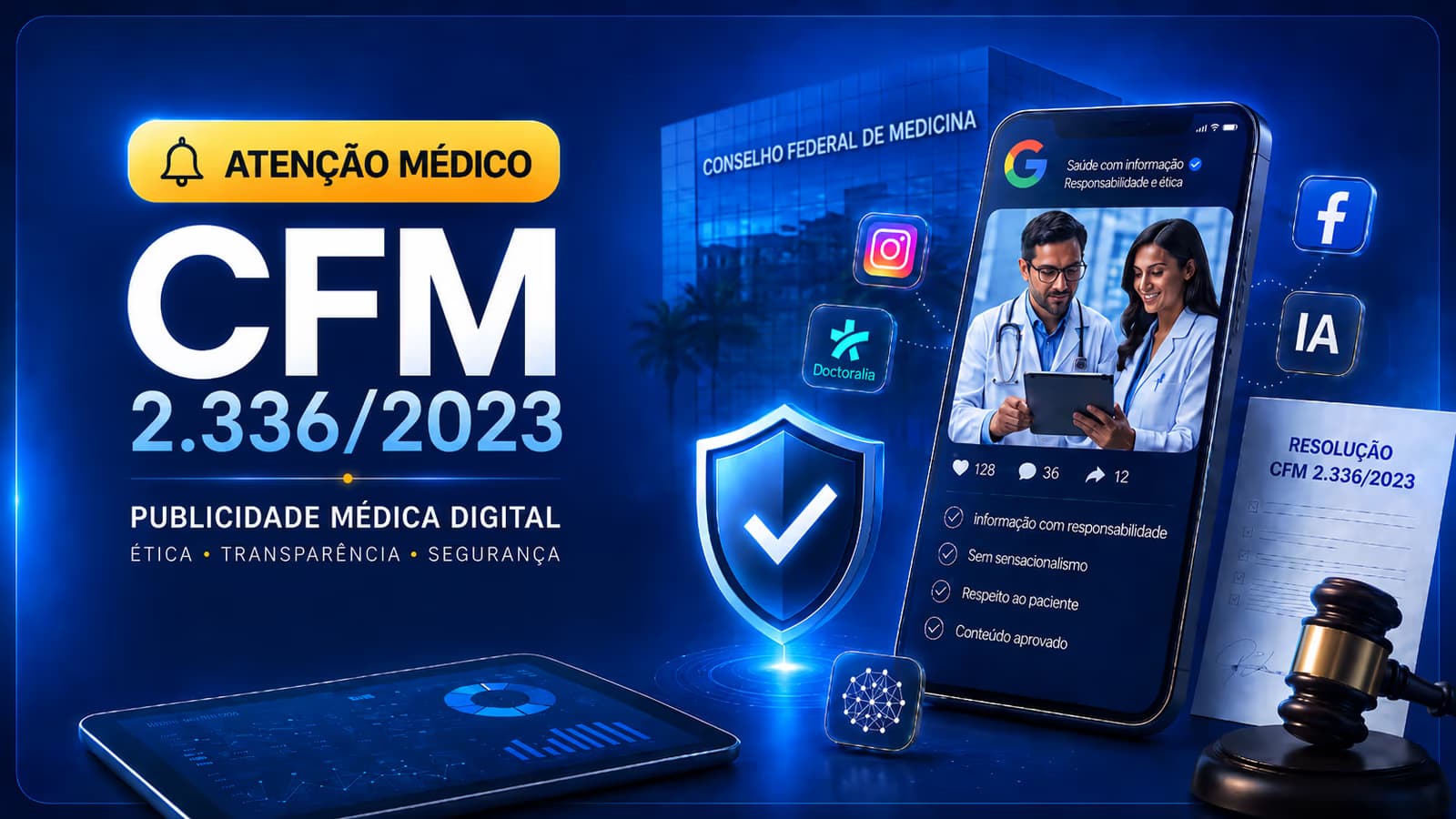 Capa da notícia: Resolução CFM 2.336/2023 comentada: o que muda na publicidade médica digital